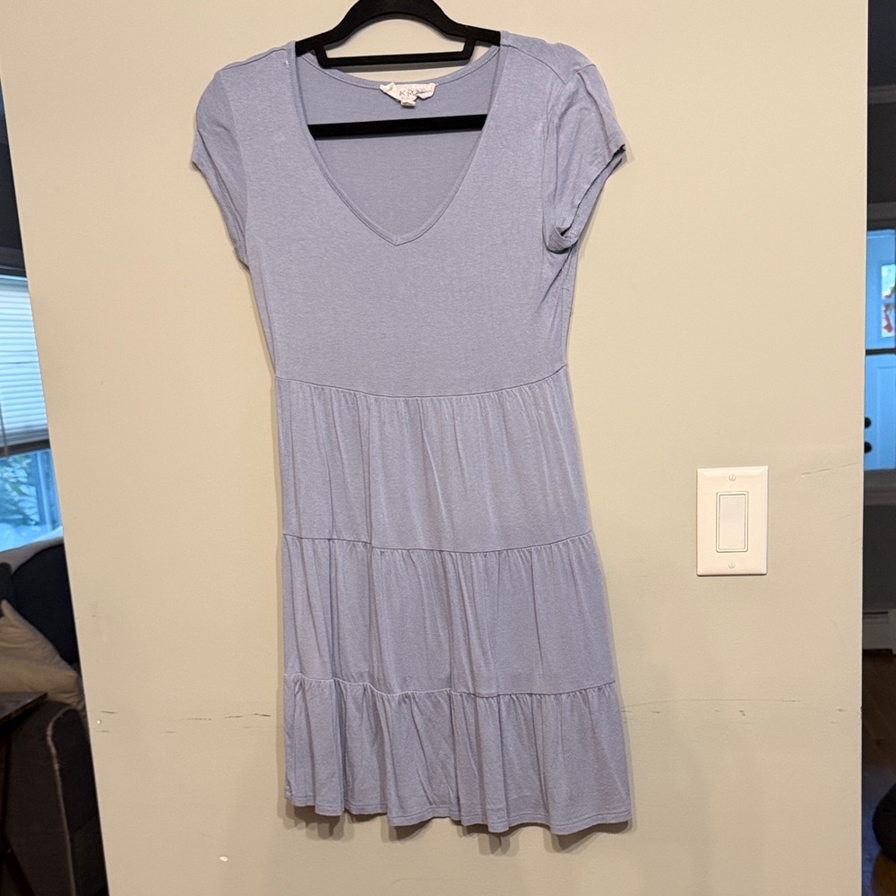 Soft Blue Tiered Mini Dress